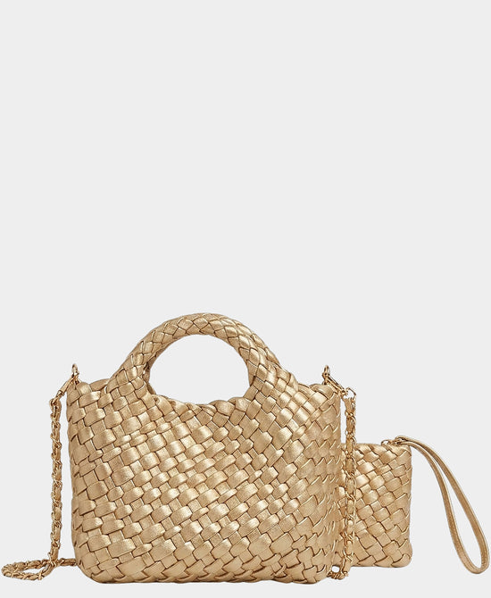 
2in1 Mini Woven Crossbody Bag in GOLD view 2