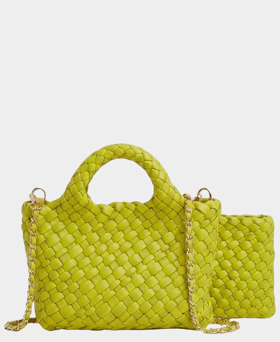 
2in1 Mini Woven Crossbody Bag in CHARTREUSE view 2