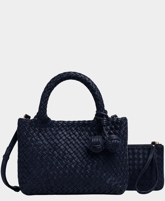 
2in1 Woven Medium Crossbody Bag w/ Tassel in DARK NAVY view 2
