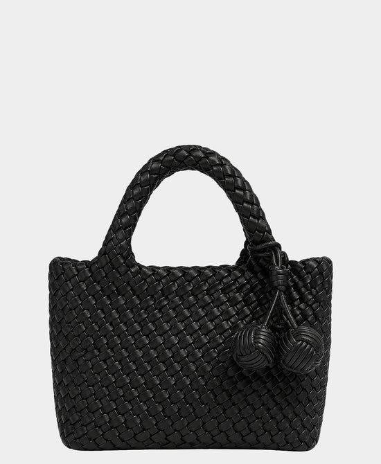 
2in1 Woven Medium Crossbody Bag w/ Tassel in BLACK view 1