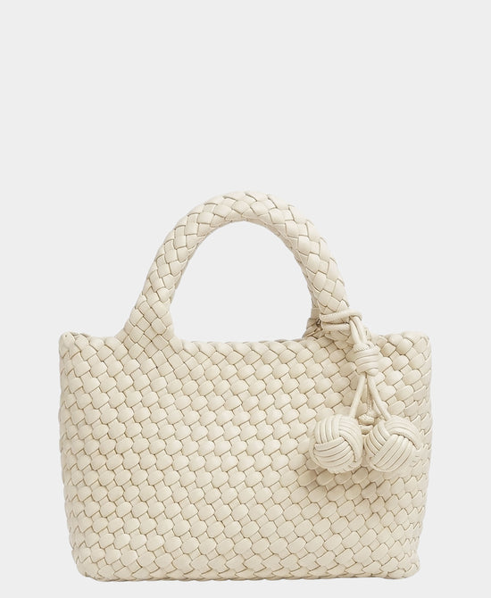 
2in1 Woven Medium Crossbody Bag w/ Tassel in IVORY view 1