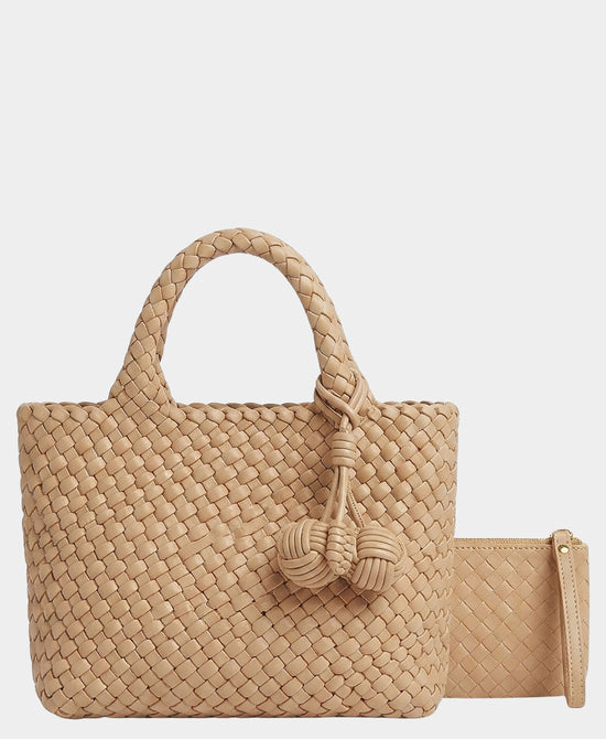 
2in1 Woven Medium Crossbody Bag w/ Tassel in LIGHT BEIGE view 2