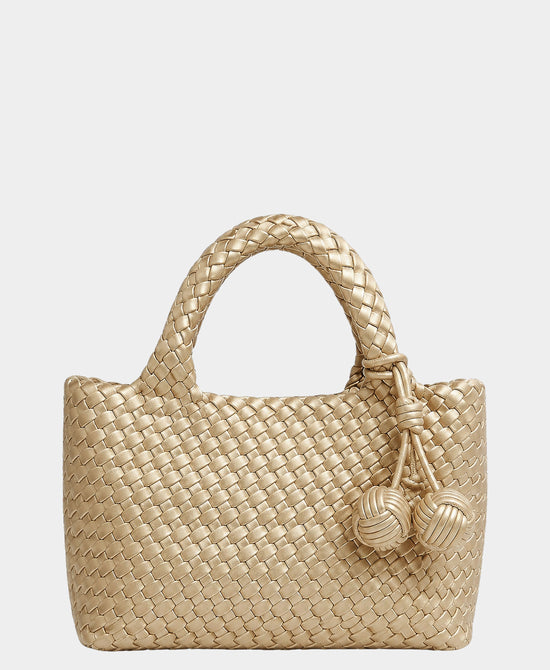 
2in1 Woven Medium Crossbody Bag w/ Tassel in LIGHT GOLD view 1