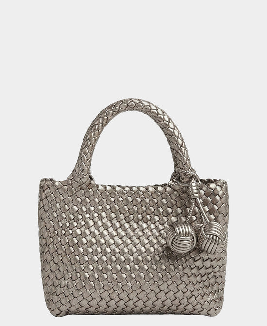
2in1 Woven Medium Crossbody Bag w/ Tassel in PEWTER view 1
