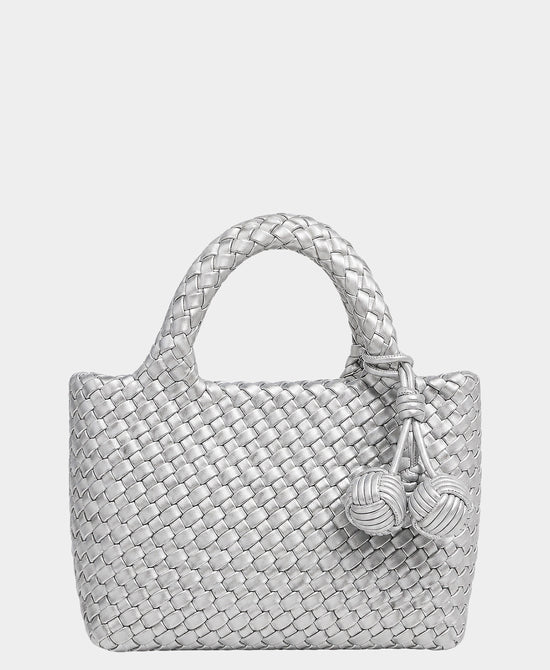 
2in1 Woven Medium Crossbody Bag w/ Tassel in SILVER view 1