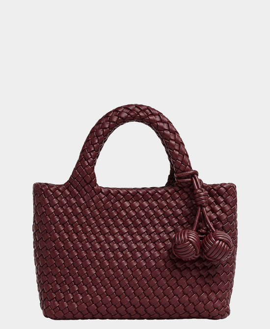 
2in1 Woven Medium Crossbody Bag w/ Tassel in BURGUNDY view 1