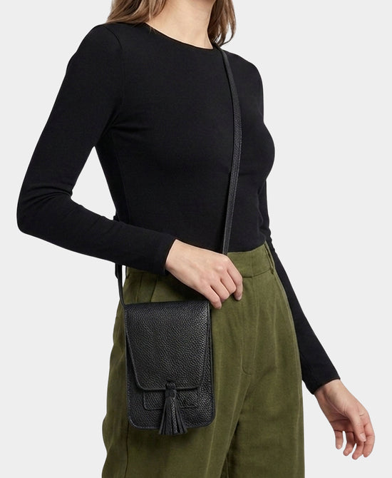 
Cellphone Crossbody Bag w/ Tassel in BLACK view 2