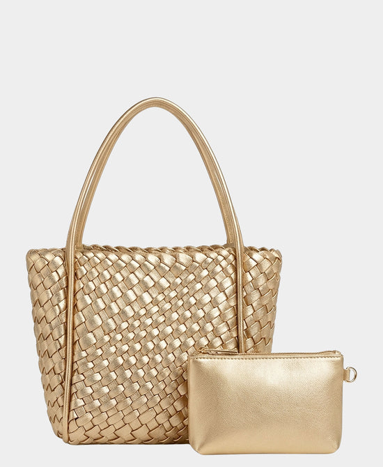 
2in1 Small Woven Crossbody Bag in GOLD view 2