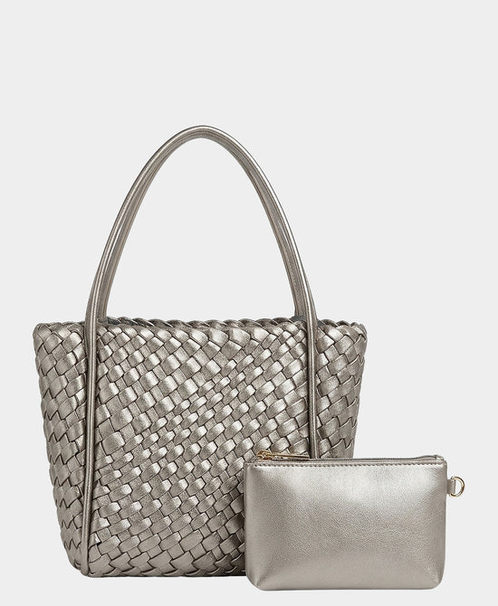 
2in1 Small Woven Crossbody Bag in PEWTER view 2