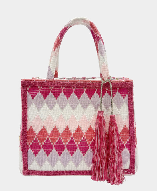 
Geometric Handbag w/ Tassels in PINK MULTI view 1