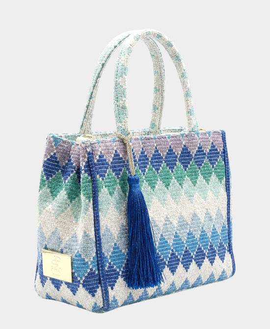 
Geometric Handbag w/ Tassels in BLUE view 2