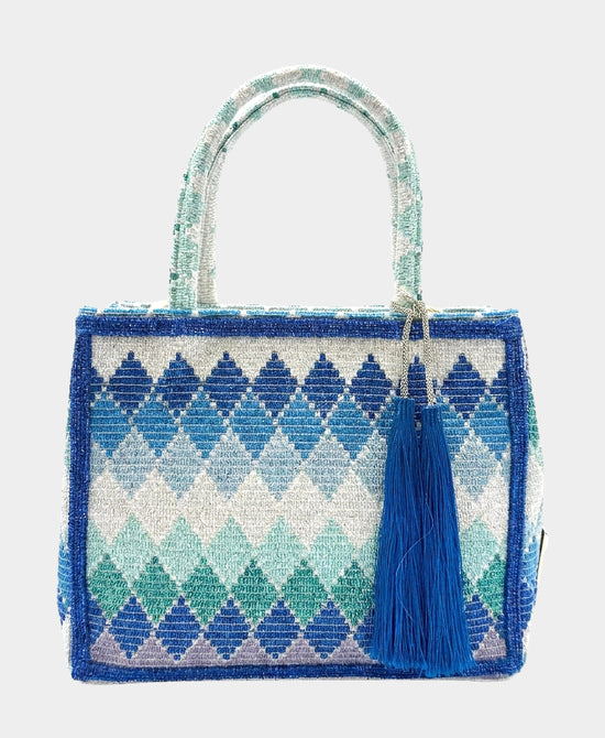 
Geometric Handbag w/ Tassels in BLUE view 1