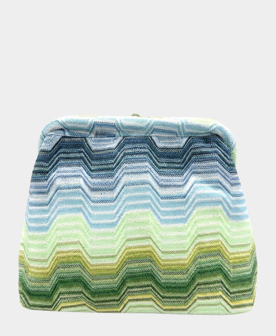 
Chevron Clutch Bag w/ Tassels in BLUE/GREEN view 2