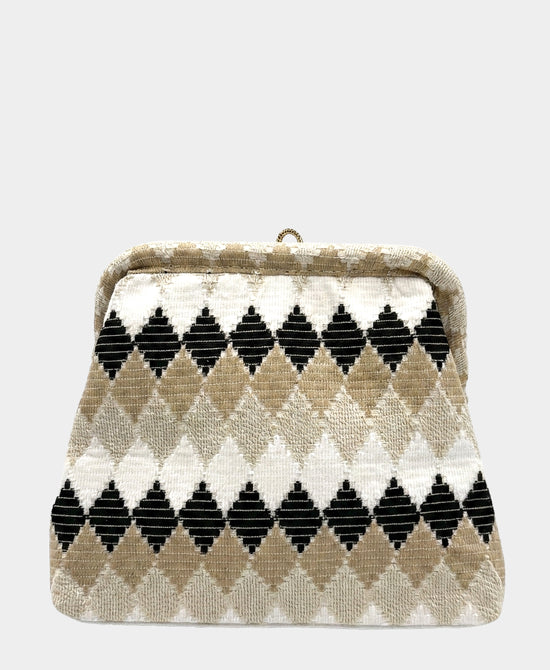
Chevron Clutch Bag w/ Tassels in BLACK MULTI view 2