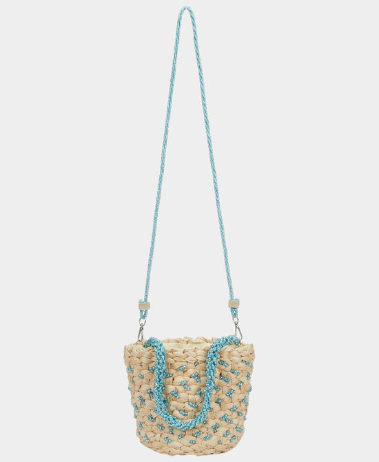 
Straw & Crystal Bucket Bag in BEIGE/BLUE view 2
