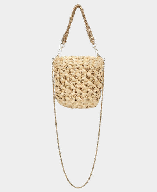 
Straw & Crystal Bucket Bag in BEIGE/GOLD view 2