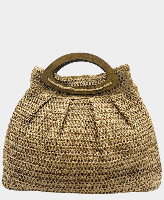 
Straw Crochet Flower Handbag in CAMEL view 2