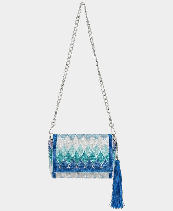 
Geometric Crossbody Bag w/ Tassels in BLUE MULTI view 2