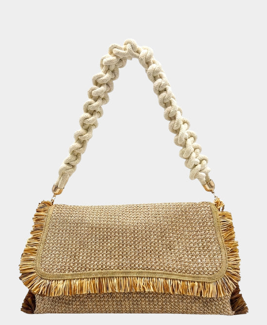 
Woven Straw Shoulder Bag in TAN view 2