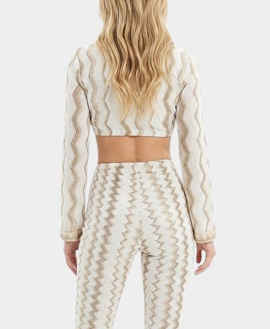 
Printed Crop Top in WHITE ZIGZAG view 2