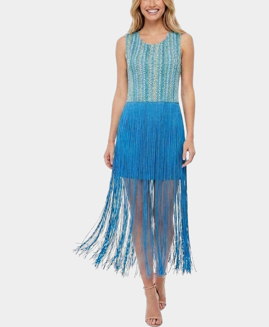 
Stripe Top w/ Fringe in BLUE/GREEN view 1