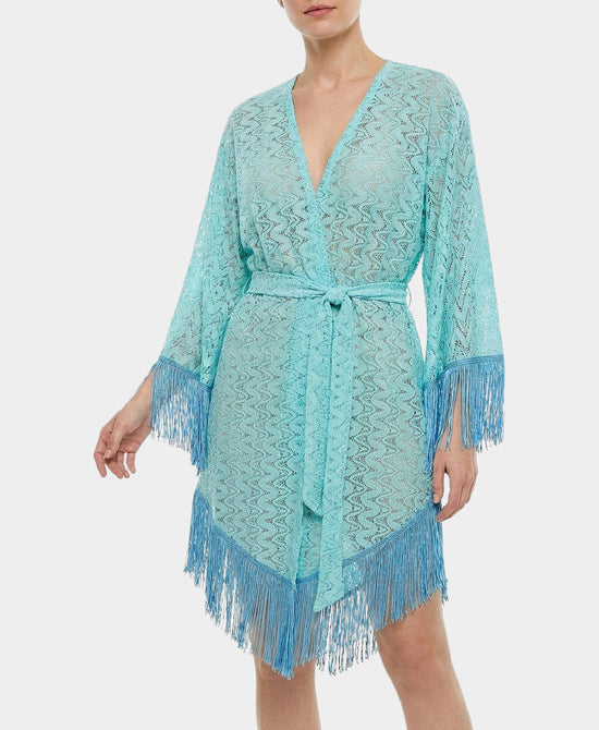 
Swim Cover-Up w/ Fringe in LIGHT BLUE view 1