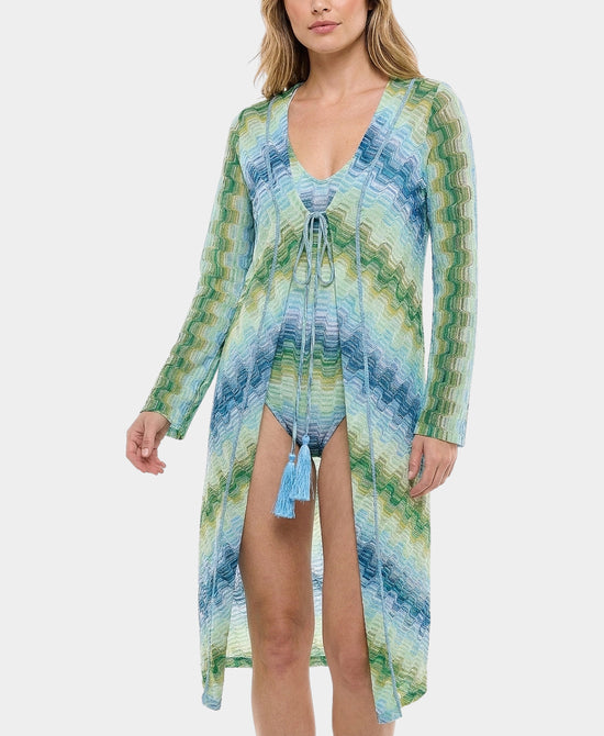 
Printed Swim Cover-Up in GREEN MULTI view 1