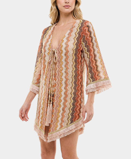 
Printed Swim Cover-Up w/ Fringe in MULTI view 1