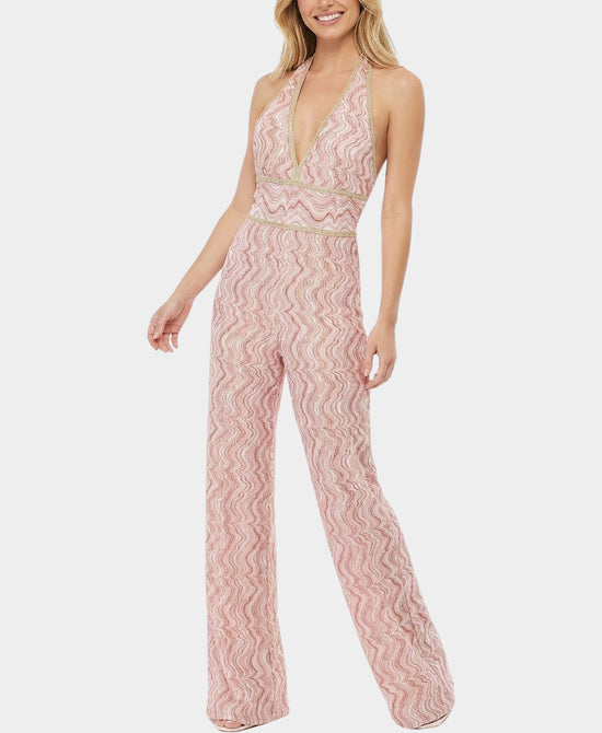
Printed Jumpsuit w/ Metallic Trim in PINK MULTI view 1
