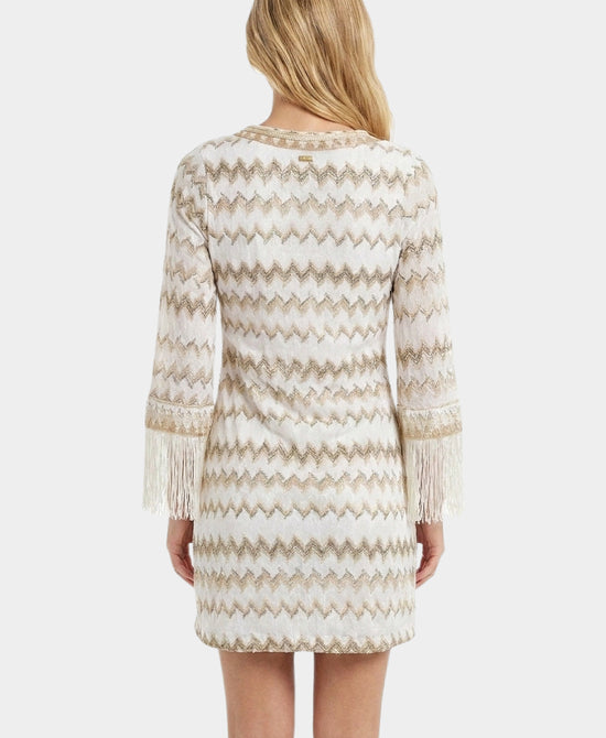 
Printed Dress w/ Fringe in WHITE MULTI view 2