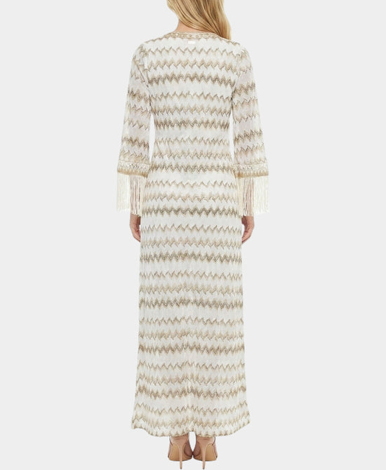 
Printed Maxi Dress w/ Fringe in WHITE MULTI view 2