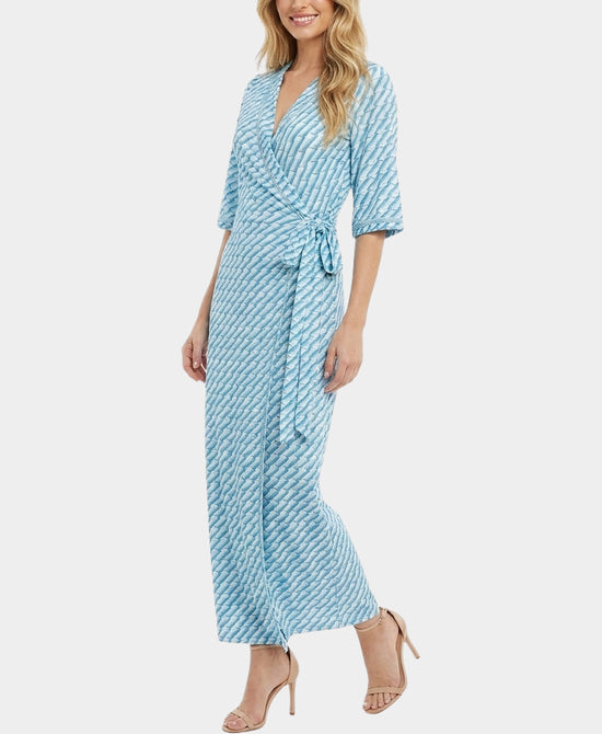 
Printed Wrap Maxi Dress in BLUE/WHITE view 1