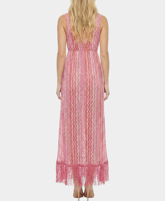 
Printed Swim Cover-Up w/ Fringe in PINK MULTI view 2