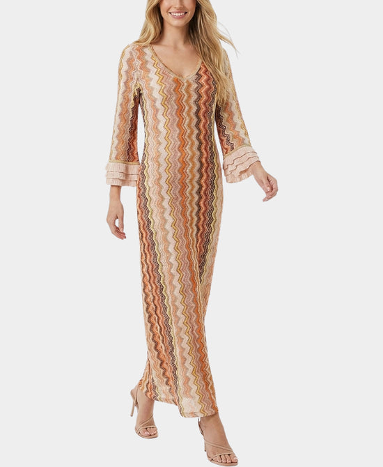 
Printed Maxi Dress w/ Fringe in MULTI view 1