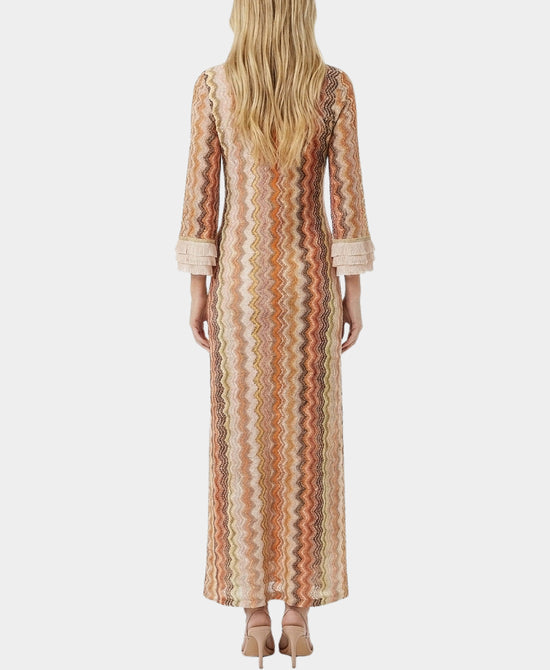 
Printed Maxi Dress w/ Fringe in MULTI view 2