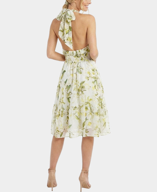 
Floral Print Halter Dress in WHITE MULTI view 2