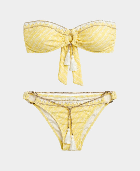 
Printed Bandeau Bikini w/ Tassel - 2 Pc Set in YELLOW view 2