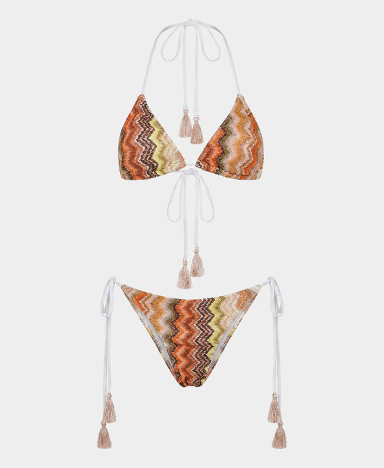 
Printed Triangle Bikini w/ Tassels - 2 Pc Set in MULTI view 2
