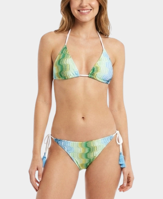 
Printed Triangle Bikini w/ Tassels - 2 Pc Set in GREEN/BLUE view 1