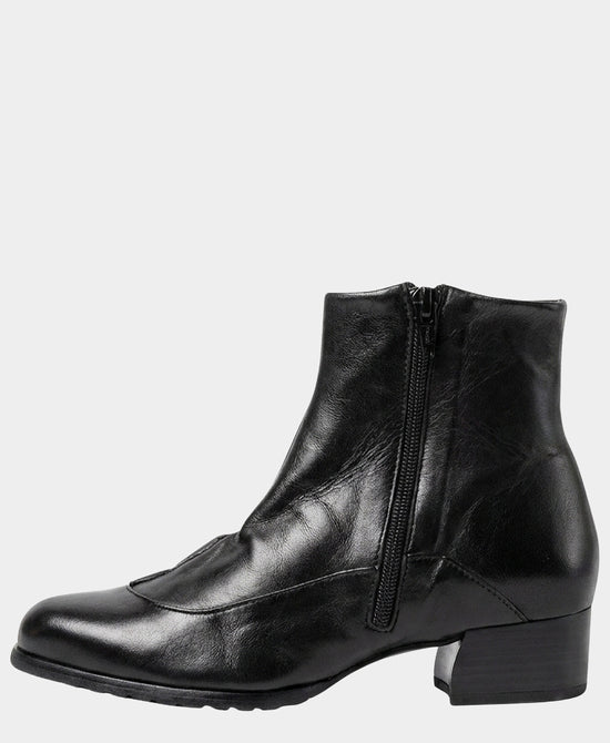 
Leather Side Ruffle Bootie in BLACK view 2