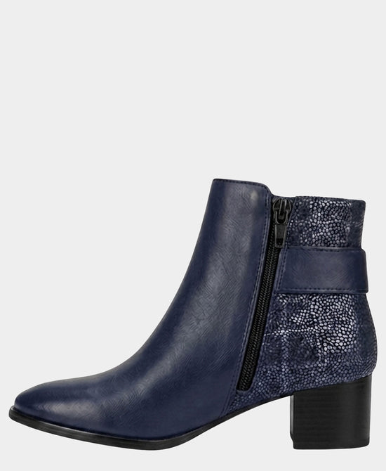 
Leather Textured Back Buckle Bootie in NAVY view 2