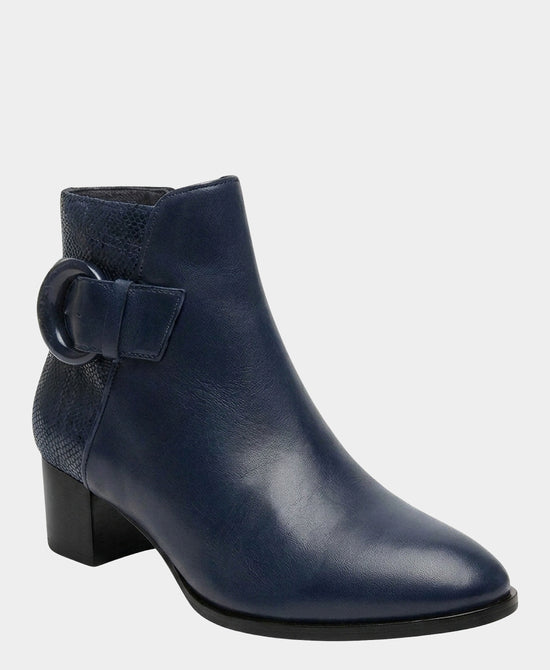 
Leather Textured Back Buckle Bootie in NAVY view 1