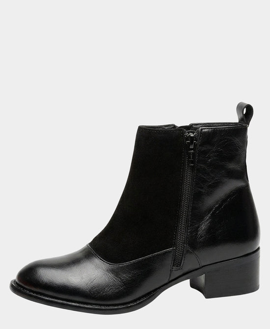 
Leather & Suede Triple Buckle Bootie in BLACK view 2