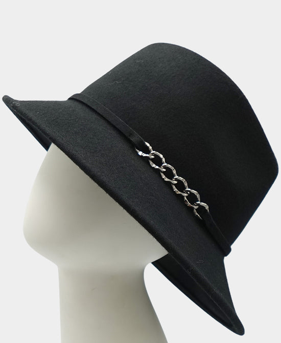 Wool Fedora w/ Chain Detail view 