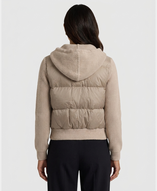
Down Puffer Jacket w/ Mink Fur & Knit Trim in BEIGE view 2