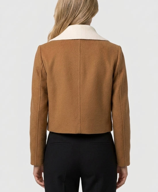 
Cashmere Blend Jacket w/ Knit Collar in CAMEL view 2