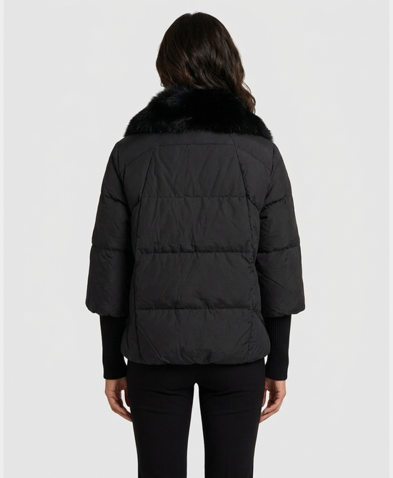 
Down Puffer Jacket w/ Fox Fur Trim in BLACK view 2