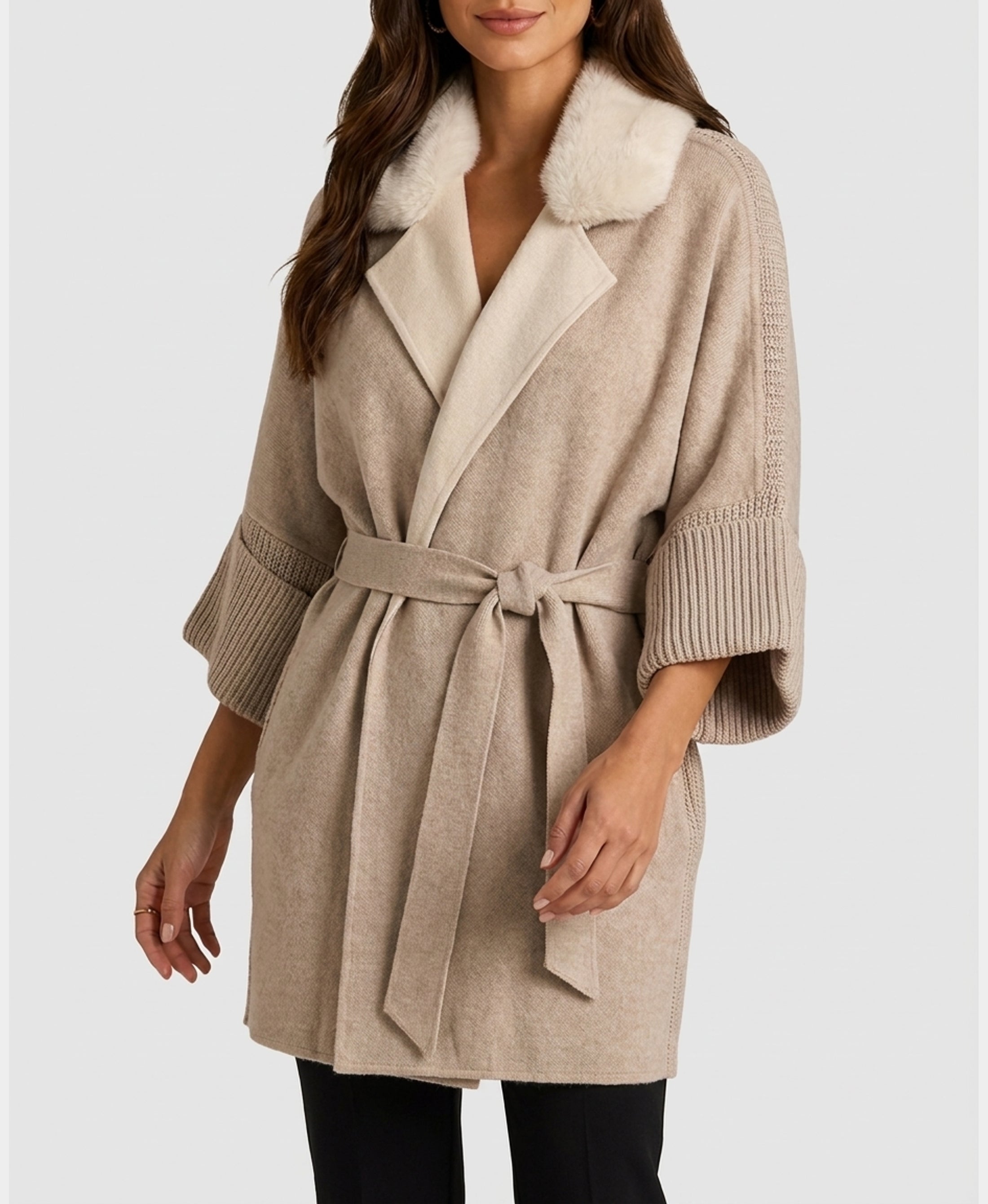 Cashmere Blend Jacket w/ Knit & Mink Trim – FOX'S - Online