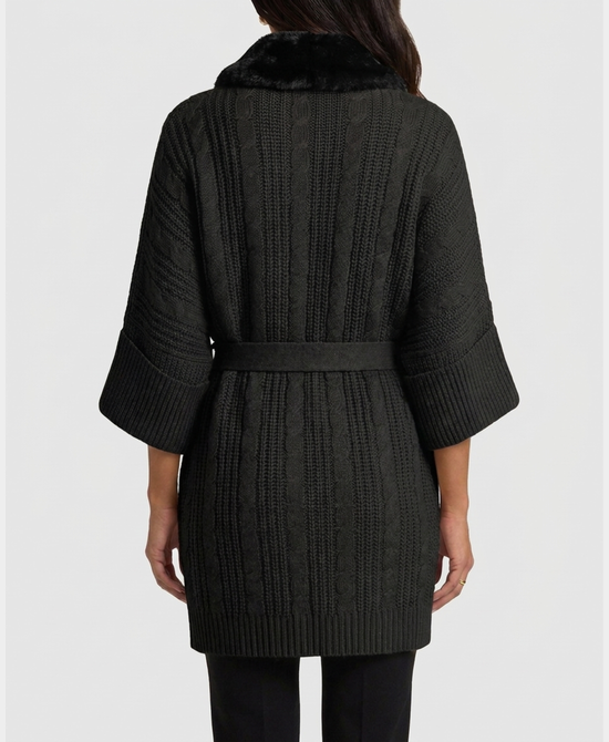 
Cashmere Blend Jacket w/ Knit & Mink Trim in BLACK view 2
