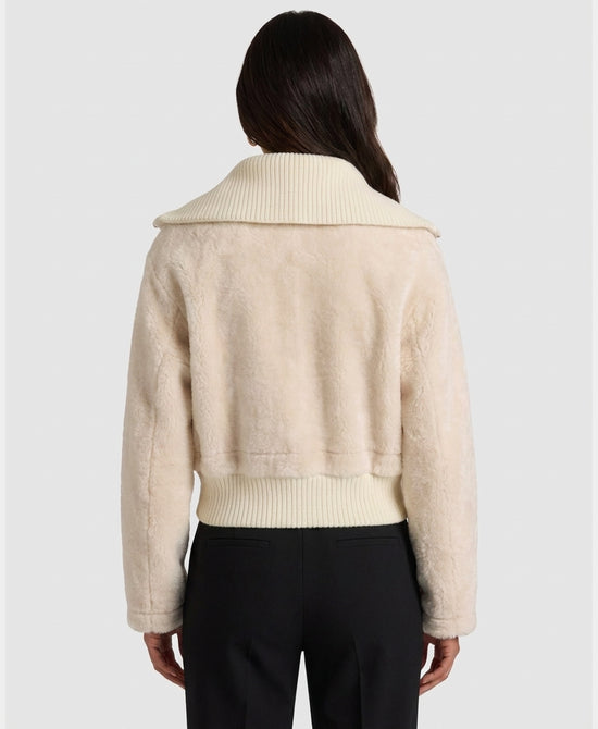 
Shearling & Knit Bomber Jacket in IVORY view 2